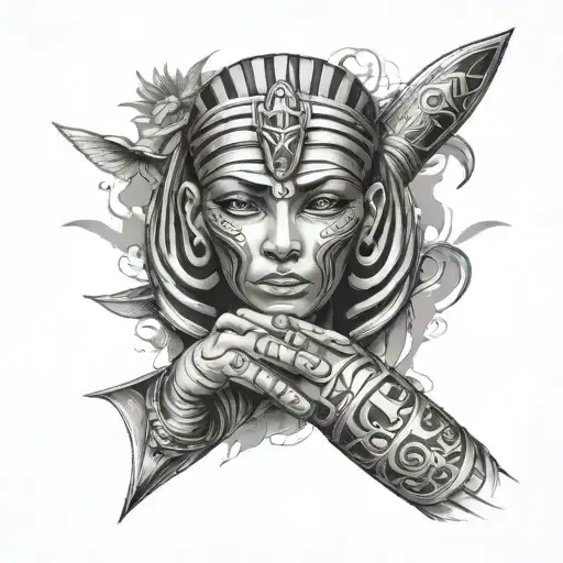 Mummy Wrap On Forearm With Egyptian Symbolisim