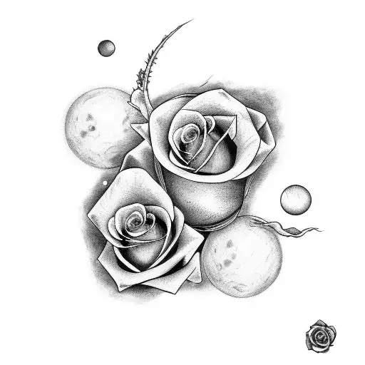 Two Moons With A Rose In The Middle