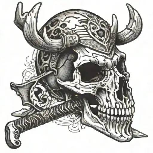 Deer Skull Holding Hockey Stick