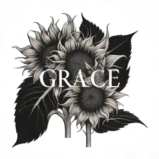 Sunflowers With The Word Grace Coming From The Stem