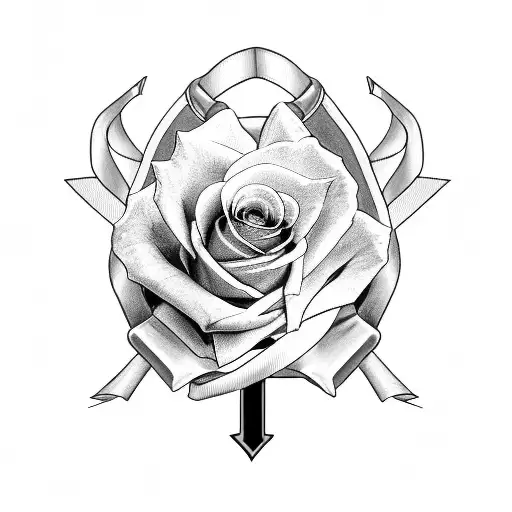 Cancer Ribbon And Cross And Roses