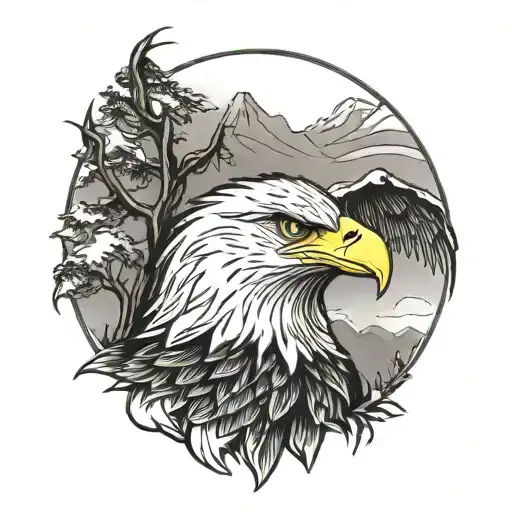 Bald Eagle Blending Into Wolf