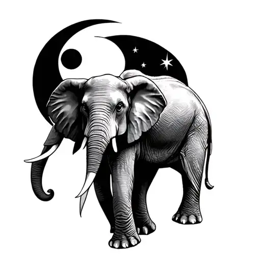 Elephant And Moon