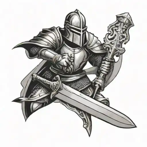 Tired Knight Holding Sword Piercing