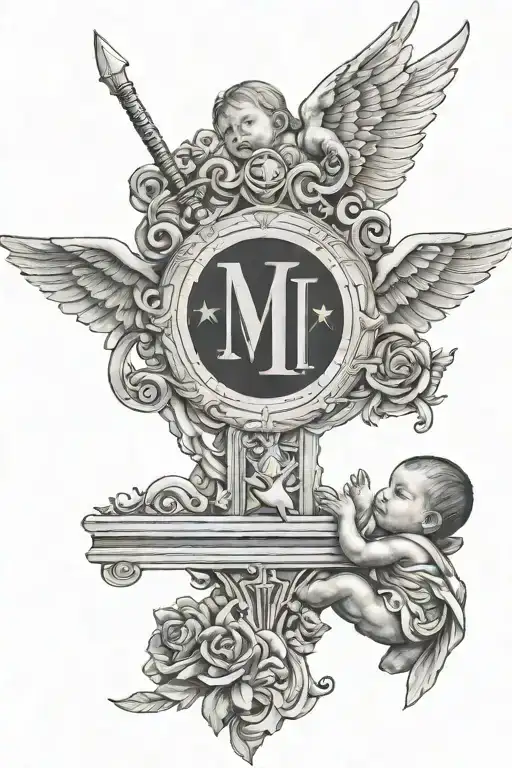 Roman Numerals With Baby Brother Overlooking From Heaven