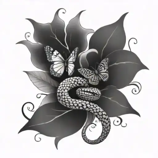 Small Snake And Butterflies