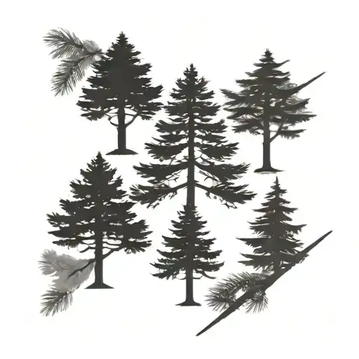 4 Pine Trees That Are Different Heights