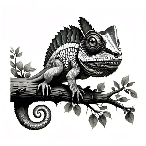 Chameleon On A Tree