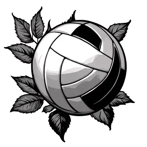 Volleyball Ball And Compas Rose With Colors