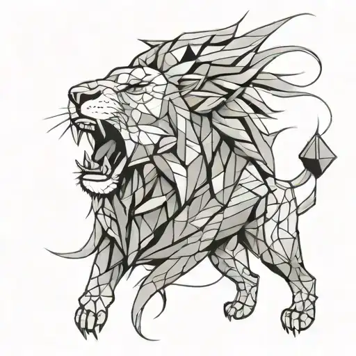 Geometric Lion Roaring