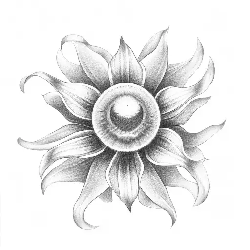 A Sun In The Sky Shining Down On A Lily Flower