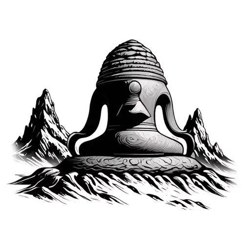 Shivling In A Himalaya Background Black And White