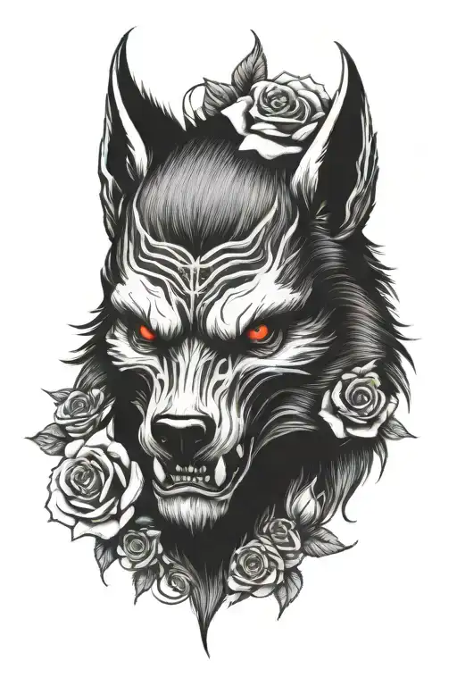 Werewolf Skull And Roses