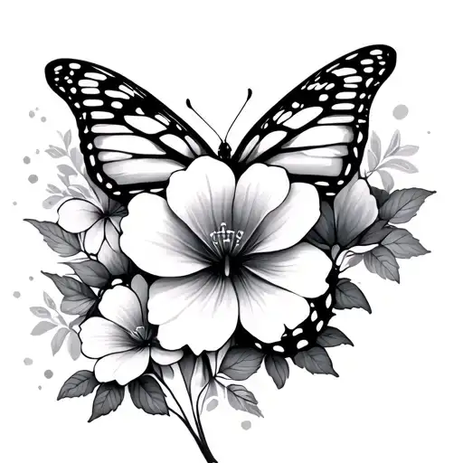 Flowers Butterfly's Black Grey