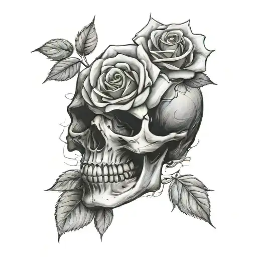 Rose Inside Skull