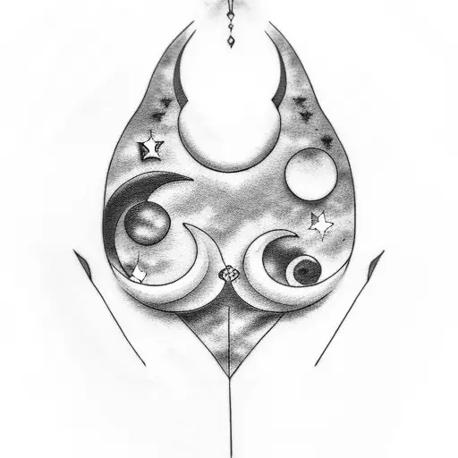 Crescent Moon On Female Chest