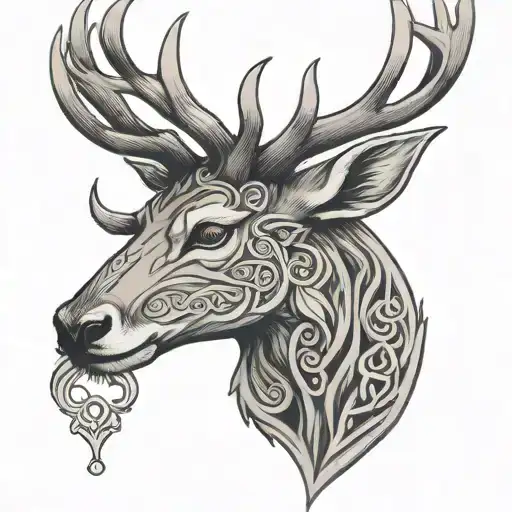 Stag Celtic Deer Head