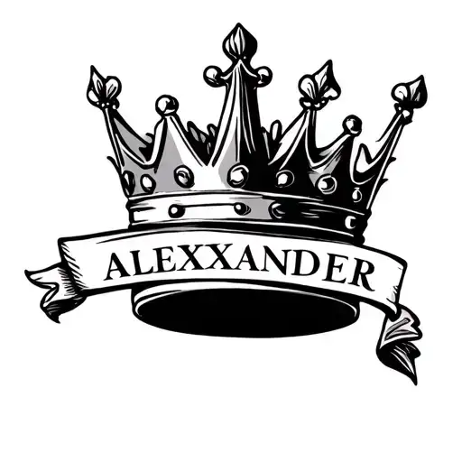 Name Alexander With Crown Tatoo Design Small