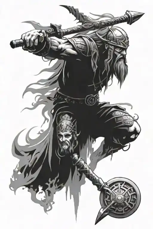 Perun Slavic God Thunder War Masculinity Dominance Hammer Strength