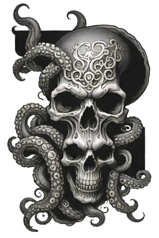Octopus Skull Face Surrounded