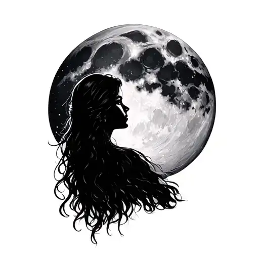 A Girl Looking To The Moon