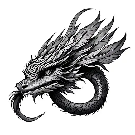 Aztec Feathered Serpent Intertwined