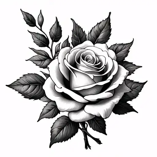 Dainty Arm Rose Tattoo With Stem And Leaves