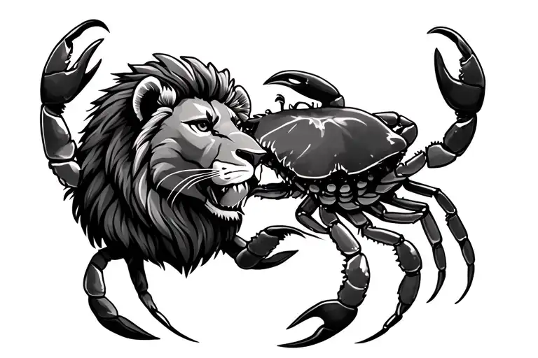 Lion And Crab Holding Each Other