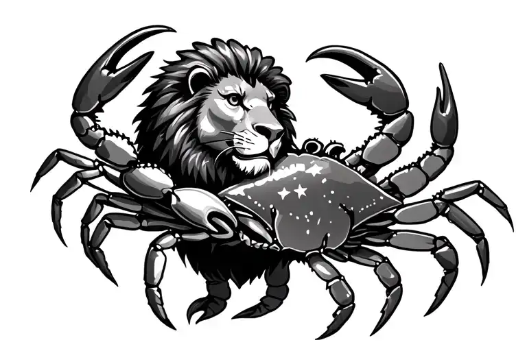Lion And Crab Holding Each Other Stars