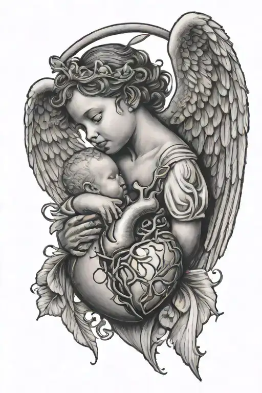 Angel Baby Holding An Anatomical Heart