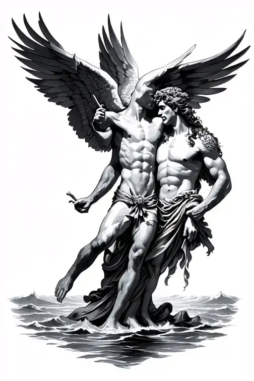 Icarus And Poseidon Tattoo Design