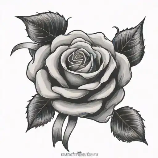 Stemmed Rose With Ribbon