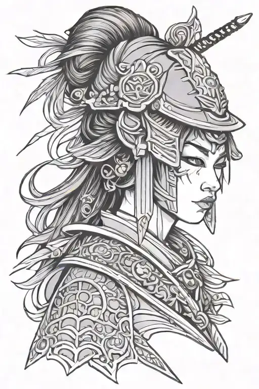 Samurai Warrior Woman Face