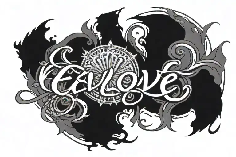 Line Tattoo With Word Evolve