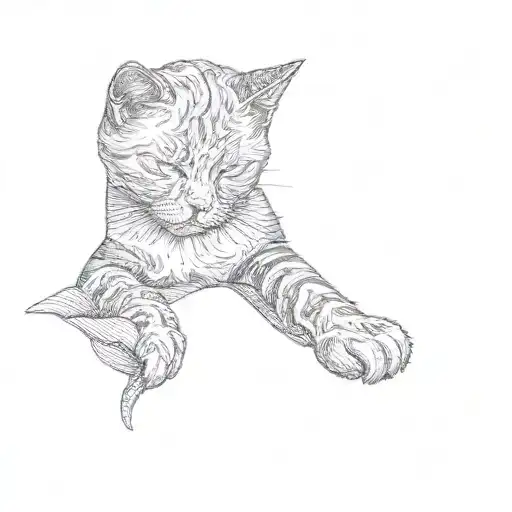 A Cat Sleeping On A Blanket