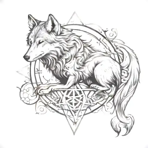 Wolf And Gemini Symbol Merging Together Symbolizing