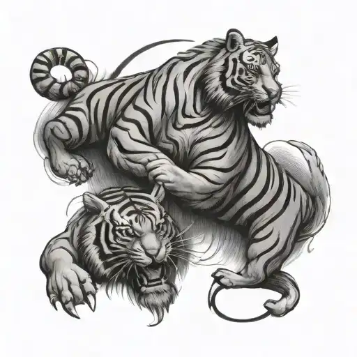 Gemini Sign And Tiger Fighting