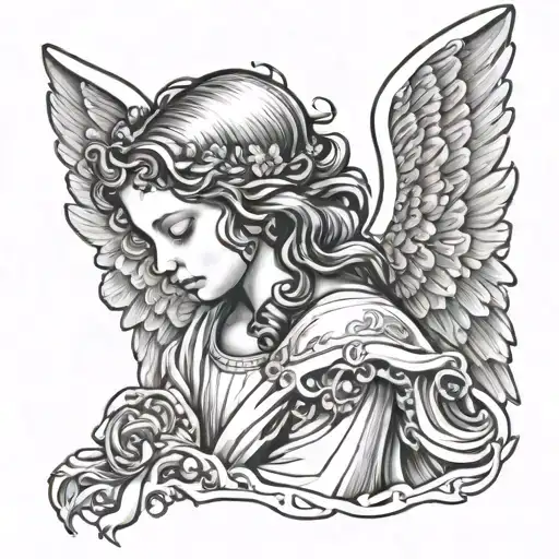 Angel Outline With 2005-2024 Under