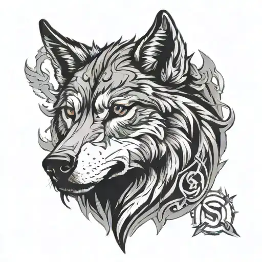 Wolf Head With Sigma Sign