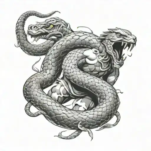 God Apollo Killing A Giant Snake Wrapped