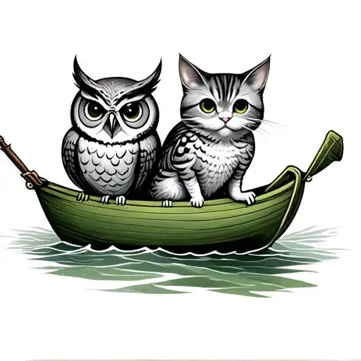 Owl And The Pussycat In A Pea Green Boat Sailing