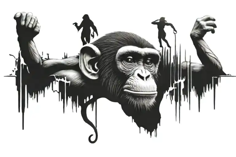 Monkey To Human Evolution With A Dna Strand Behind Them