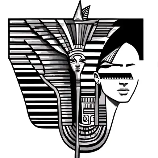 Egyptian Tatto With Roman Arch And Nertiti