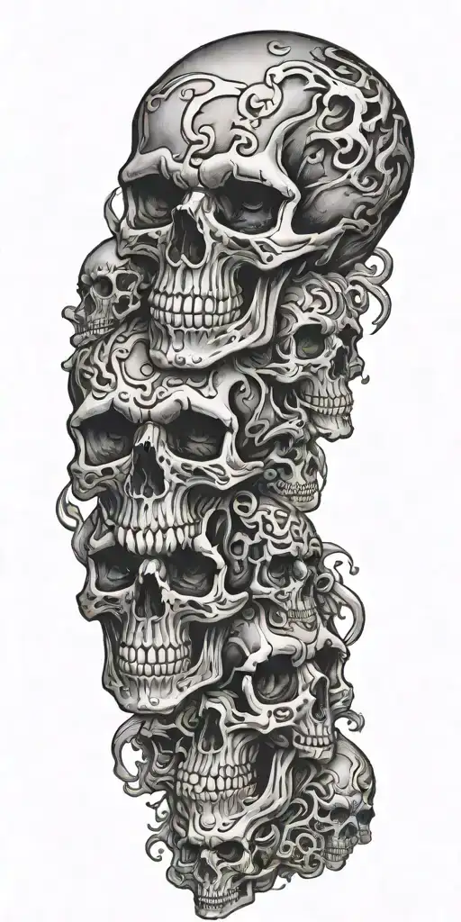 Skulls Clouds Black Grey Style Tattoo Featuring