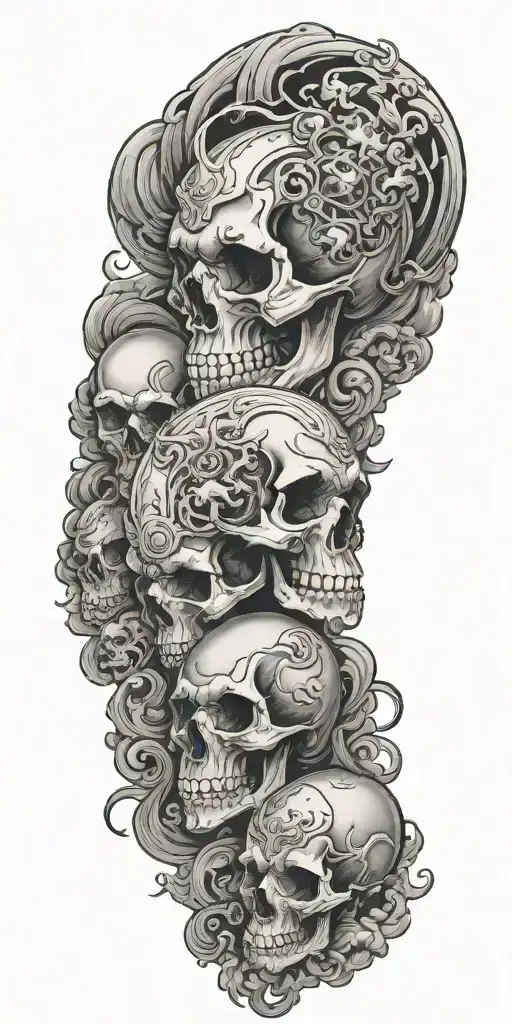 Skulls Clouds With Capricorn Zodiac Signs