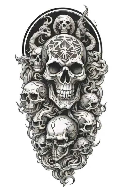 Skulls Clouds With Capricorn Zodiac Signs Intertwined