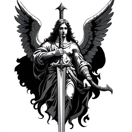 Protector Angel Holding A Sword