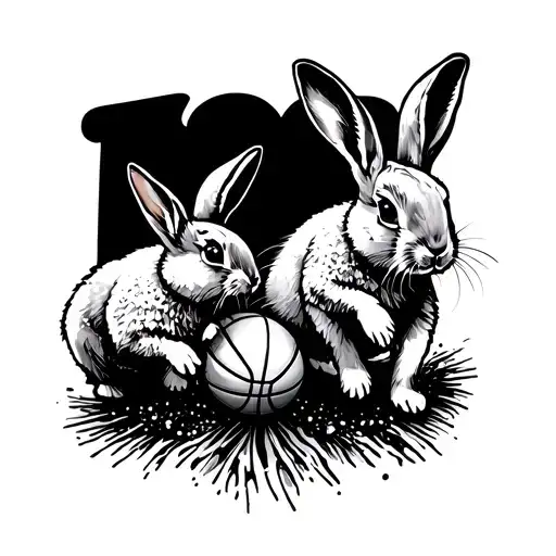 I Love Snow Bunnies Playing Basketball