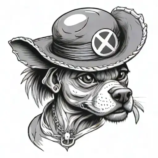 Luffy From One Piece As Pitbull Dog With Luffy Straw Hat