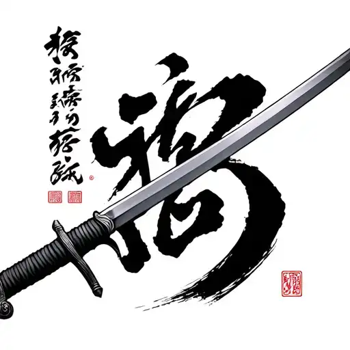 Simple Japanese Sword With Writting